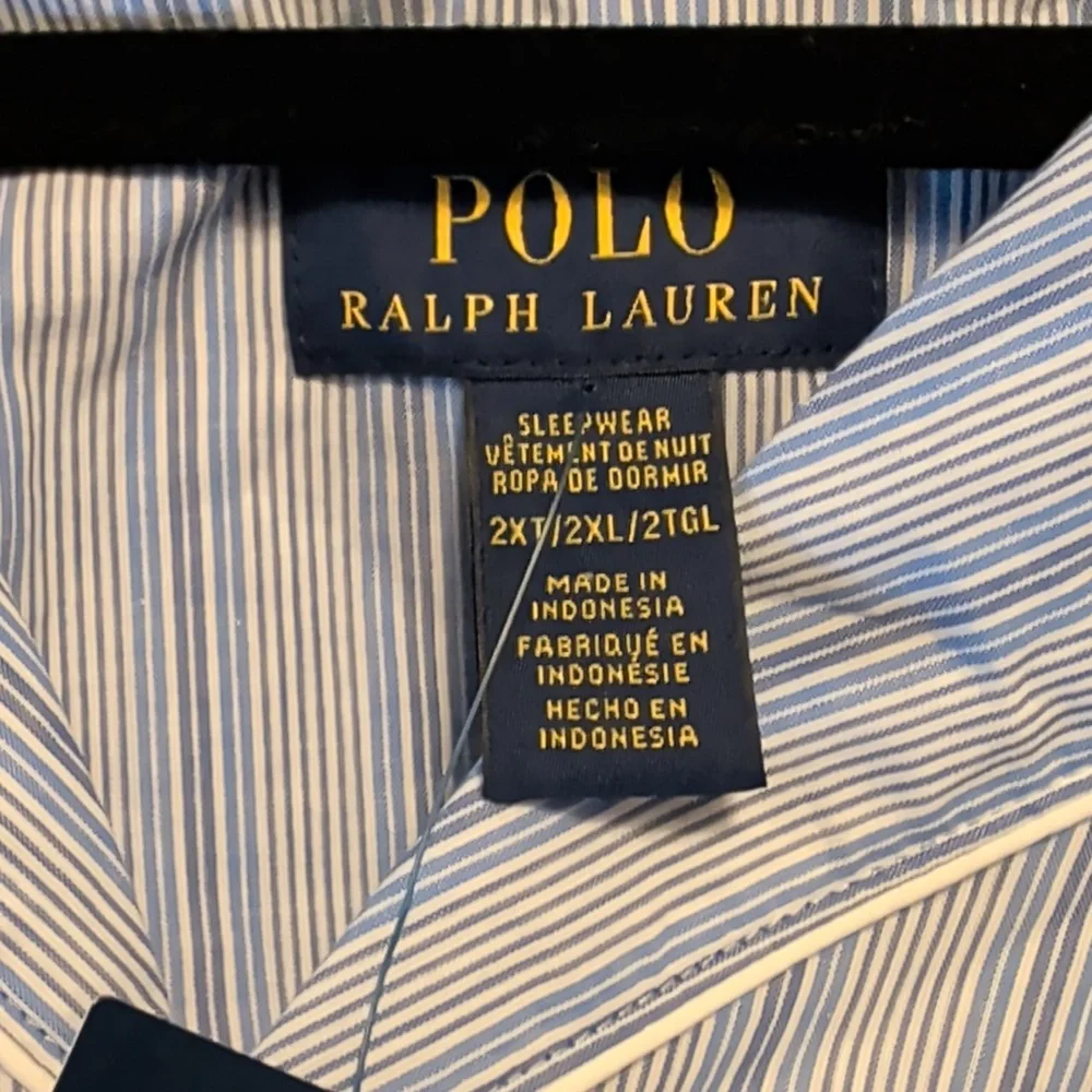 Polo by Ralph Lauren Men's Light Blue Striped Button Down Pajama Set NWT